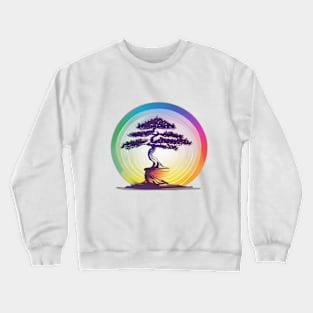 Vibrant Bonsai Tree Silhouette Art No. 560 Crewneck Sweatshirt